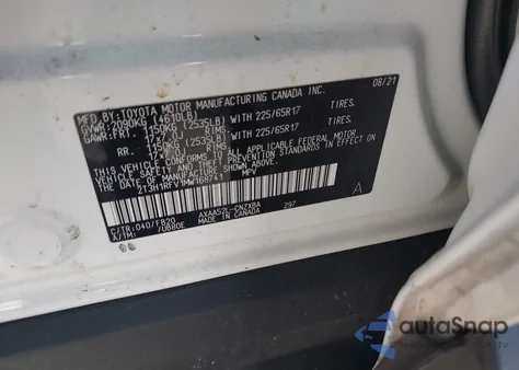 2021 Toyota Rav4 Le из США, поврежденный, VIN 2T3H1RFV1MW168741